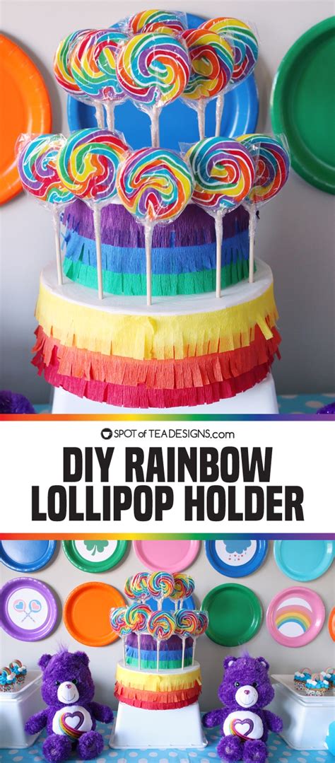 Quick and Easy DIY Rainbow Lollipop Stand - Spot of Tea Designs