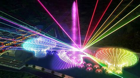 Self Designed Outdoor Laser Light Show With Music Dancing Water Fountain