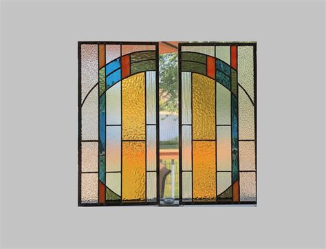 Pair Arts and Crafts Stained Glass Panels Mission Prairie - Etsy ...