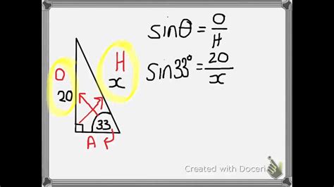 Trigonometry: Finding an unknown side 2 (hypotenuse) - YouTube