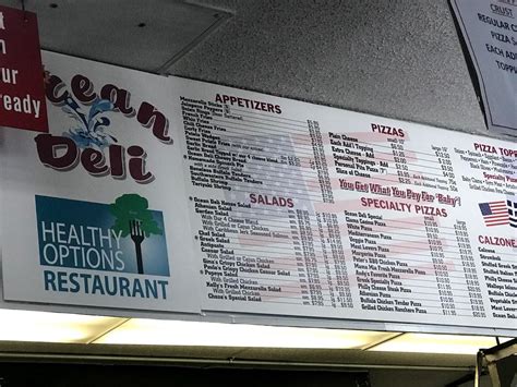 Menu at Ocean Deli pizzeria, Wallops Island