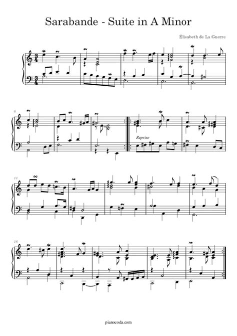 Sarabande - Suite in A Minor Free PDF Sheet Music