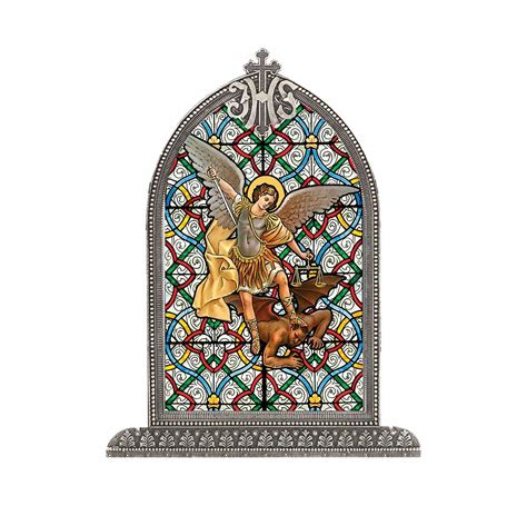 St. Michael Antiqued Framed Liturgical Glass - Buy Religious Catholic Store