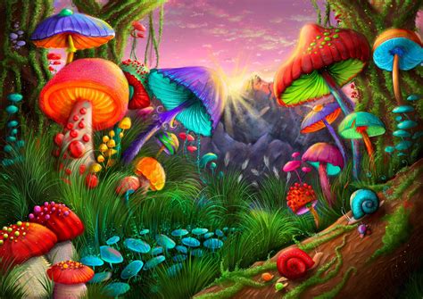 Trippy Mushroom Painting Best Trippy Mushrooms Canvas Gift Art Wall ...