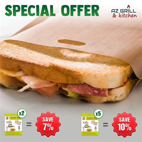 Grilled Cheese Toaster Bags Set of 3 - Non-stick Reusable Grill Cheese ...