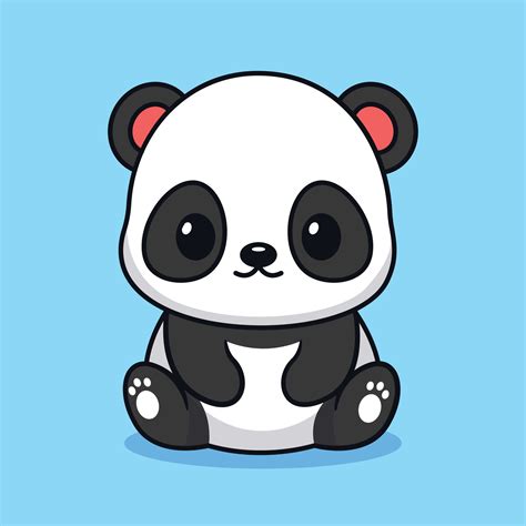 Cute kawaii baby panda sitting cartoon character vector icon ...