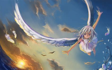 Angel Anime Girl Wings Flight wallpaper | 1920x1200 | #8879