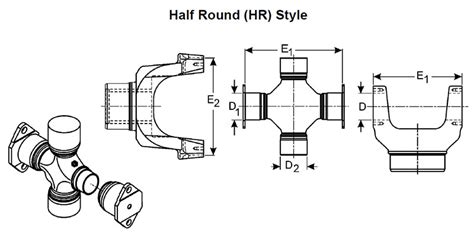 DANA SPICER 5-676X Universal Joint 1810 series fits HALF ROUND style ...