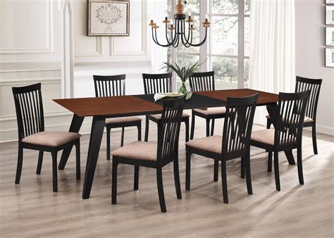 Verona 9 Piece Formal Dining Room Set, Walnut Black Wood & Light Brown ...