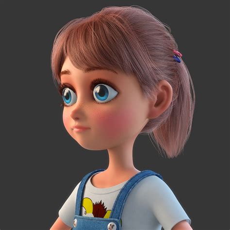 3d model of cartoon girl rigged