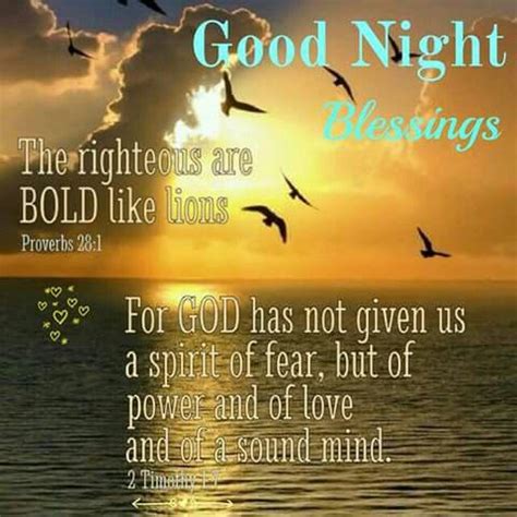 Proverbs 28:1 KJV 2 Timothy 1:7 KJV | Good night blessings, Faith ...