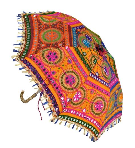 Decorative Embroidery Cotton Multicolour Umbrella