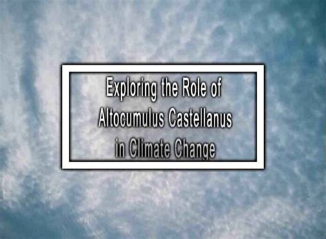 Exploring the Role of Altocumulus Castellanus in Climate Change