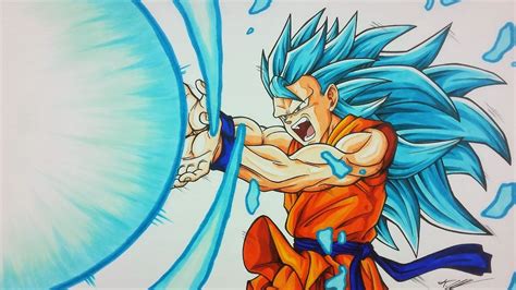 Drawing GOKU Super Saiyan BLUE 3 KAMEHAMEHA | TolgArt - YouTube