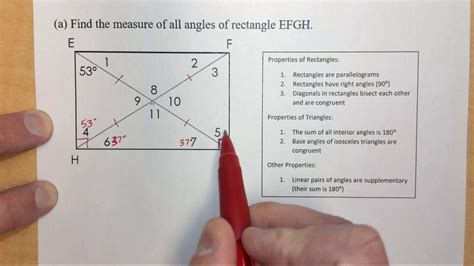 Rectangle diagonals angles - YouTube