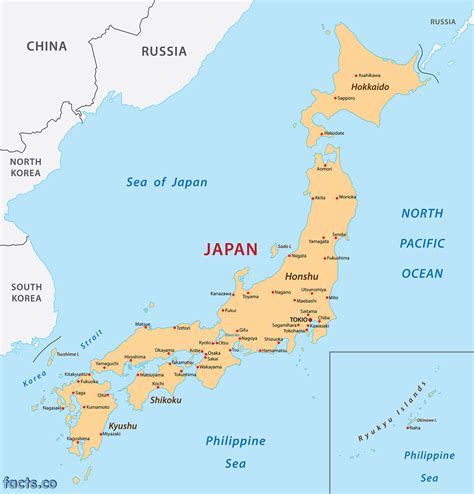 Japan Map - blank Political Japan map with cities | Japan map, Sea of ...