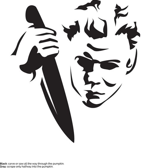 Halloween: Michael Myers (Pumpkin Stencil - Pumpkin Pattern - Pumpkin ...