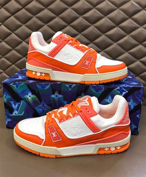 Louis Vuitton Men's LV Trainer Sneaker Orange - AlimorLuxury