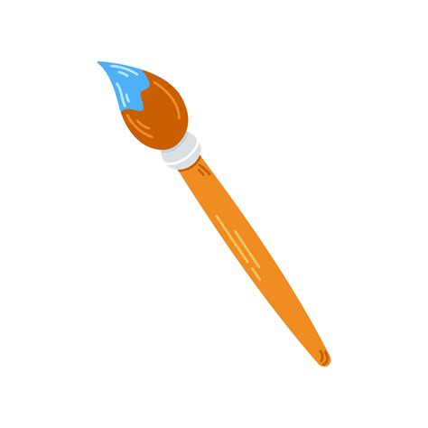 Vector cute paintbrush. Brush in blue paint. Back to school. Painter ...