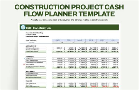 Cash Flow Forecasting in Construction Template in Excel, Google Sheets ...