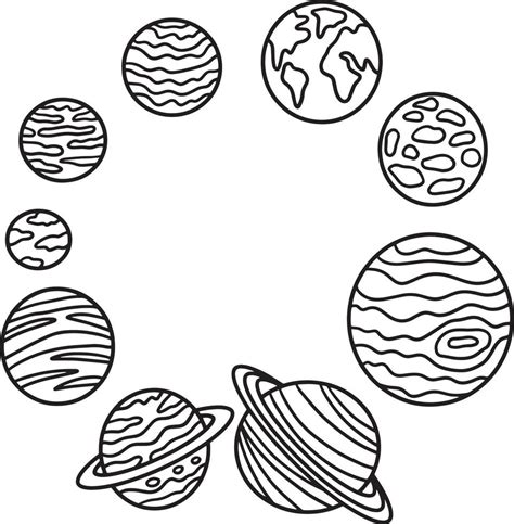 Solar System Isolated Coloring Page for Kids 10993794 Vector Art at ...