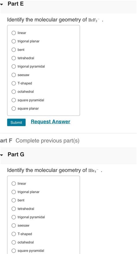 [ANSWERED] Part E Identify the molecular geometry of BrF2 linear - Kunduz