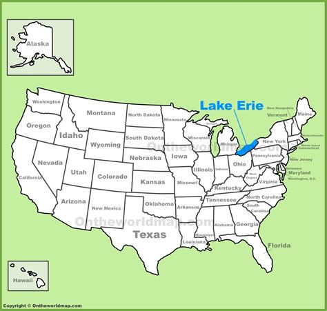 Lake Erie location on the U.S. Map