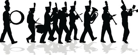 Marching Band Silhouette Full Lineup Stock Illustration - Download ...