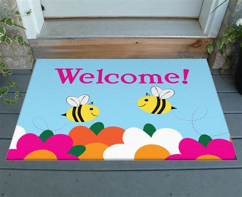 Decorative Summer Bumblebee Outdoor/Indoor Welcome Mat - Matching ...