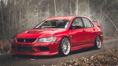 Tapety Mitsubishi Lancer Evolution IX Czerwony samochód 2560x1440