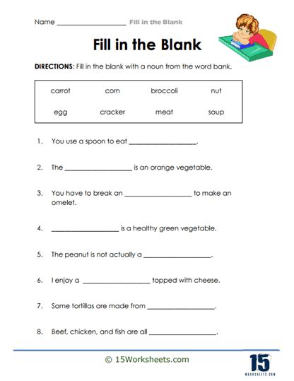 Fill in the Blank Worksheets - 15 Worksheets.com