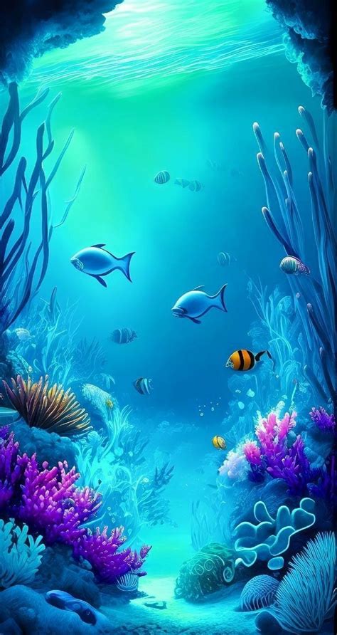 an underwater scene with fish, corals and other marine life on the ...