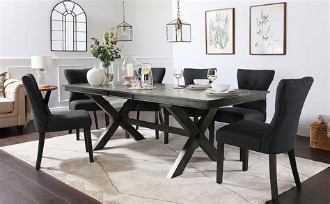 Grange Extending Dining Table & 6 Bewley Chairs, Grey Oak Veneer ...