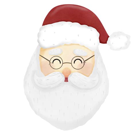 santa claus face with glasses and beard on transparent background ...