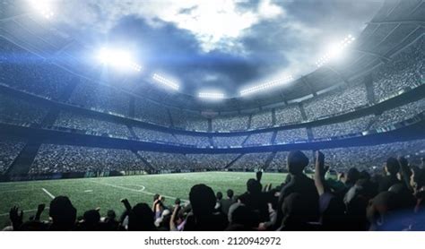 Stadium Spotlights Crowd 3d Rendering Stock Illustration 2120942972 ...