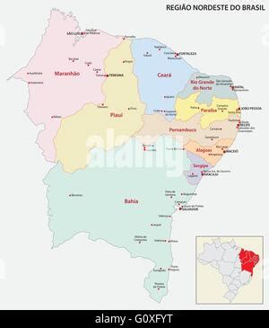 Vector map of the northeast region of brazil Stock Vector Image & Art ...