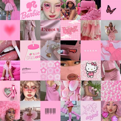 60 DIGITAL Pink Aesthetic Collage Kit Pink Photo Wallpaper Collage Pink ...