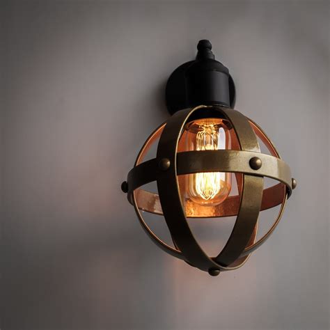 CWS141 Riveted Antique Gold Wall Light Fixture Mid-Century Interior ...