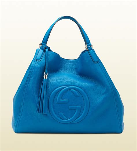 Gucci Soho Riviera Blue Colour Leather Shoulder Bag in Blue - Lyst