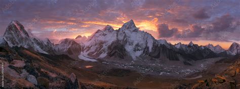 Mount Everest Range at sunrise Stock Photo | Adobe Stock