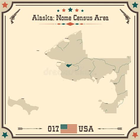 Vintage Map of Nome Census Area in Alaska, USA. Stock Vector ...