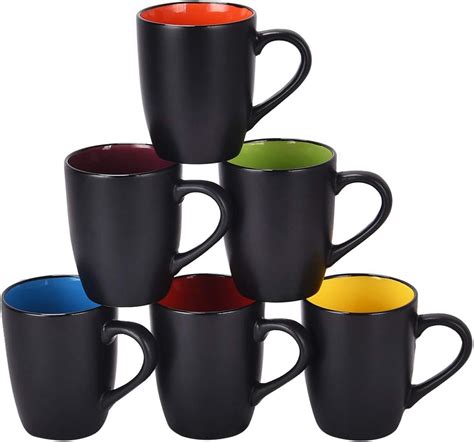 Amazon.com: Set of 6 Coffee Mug Sets, 16 Ounce Ceramic Coffee Mugs ...