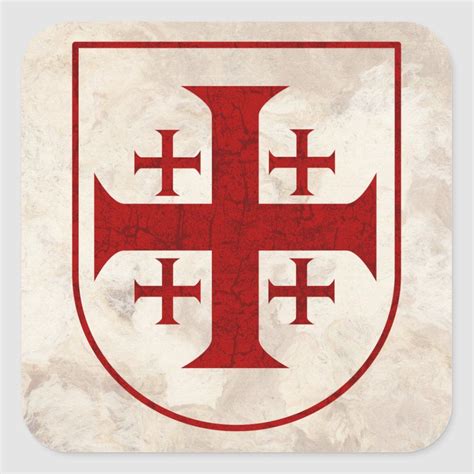 Jerusalem Cross, Distressed Square Sticker | Zazzle | Jerusalem cross ...