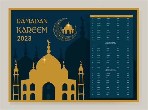 Ramadan Calendar Design 2023. Calendar Mockup template, Islamic ...