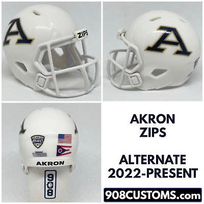 Custom Pocket Pro Helmet NCAA Akron Zips NEW White Alternate 2022 ...