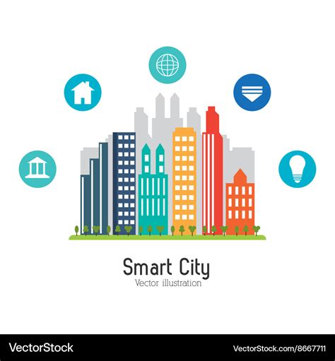 Smart city design social media icon technology Vector Image