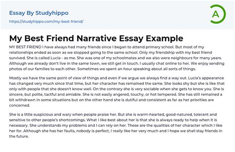 My Best Friend Narrative Essay Example | StudyHippo.com