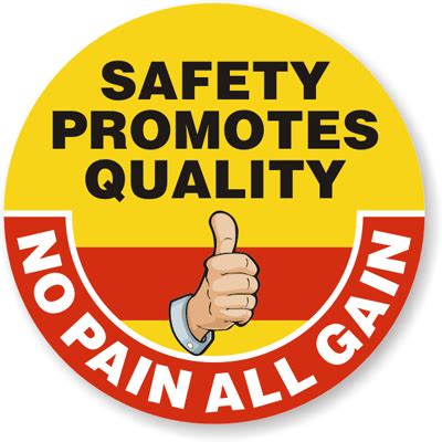 Safety Promotes Quality - No Pain All Gain Hard Hat Decals Signs, SKU ...