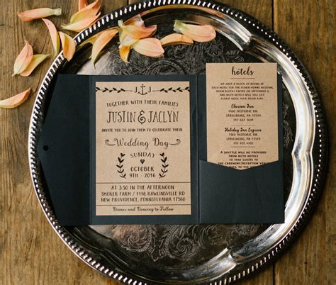 Rustic Wedding Invitation Printable Kraft Paper Rustic - Etsy