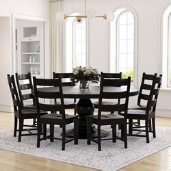 Nottingham Solid Wood Black Round Dining Table